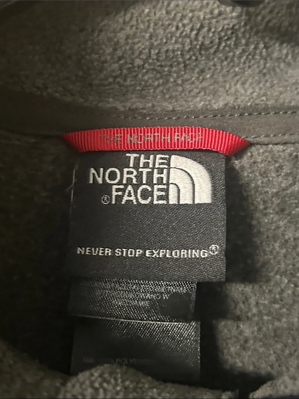 The North Face Men’s Dark Gray Quarter-Zip Fleece with Navy Chest Pocket